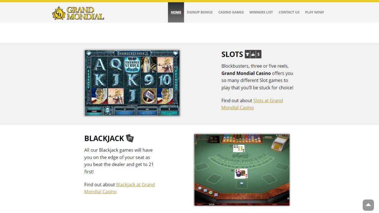 Grand mondial casino online games