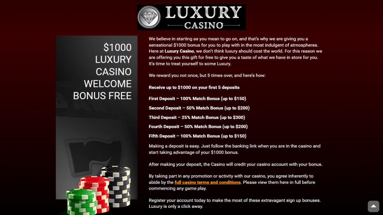 Luxury casino bonuses