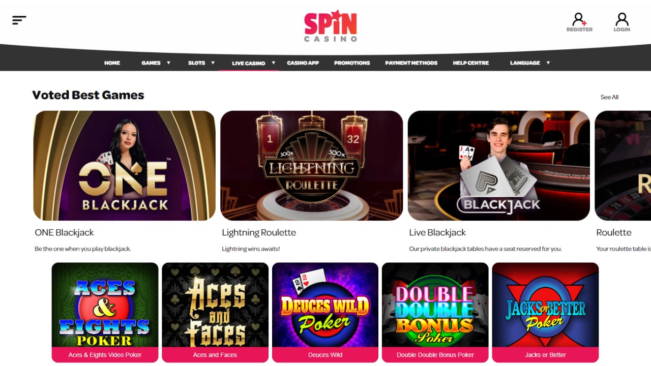 Spin casino online games