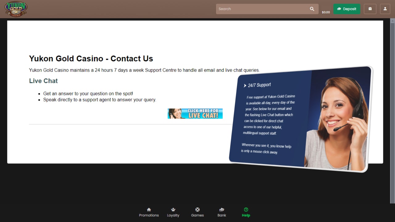 Yukon gold casino customer support